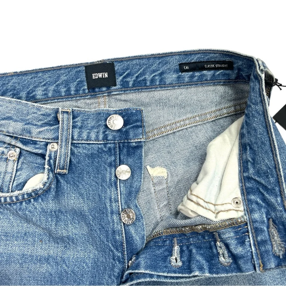 NWT Edwin CAI Classic Straight Jeans in Blue Shield Size 25